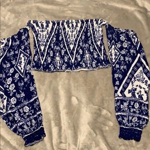 Blue and White Floral Print shirt